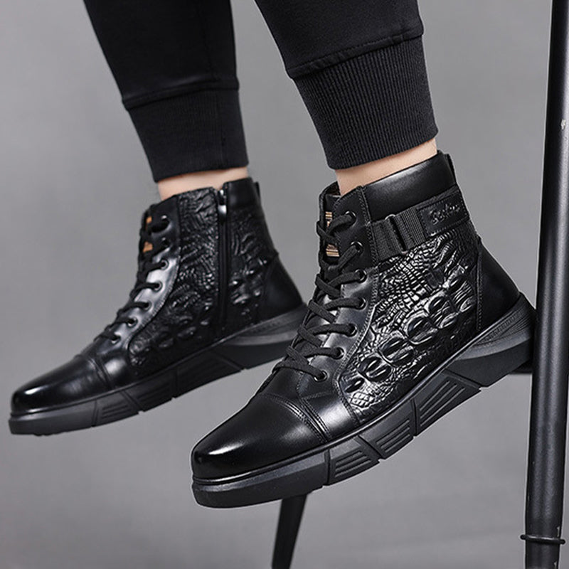 👞Men's Waterproof Warm Faux Leather Snow Boots