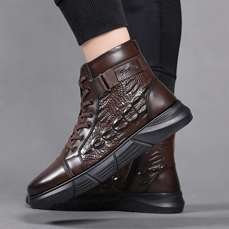 👞Men's Waterproof Warm Faux Leather Snow Boots