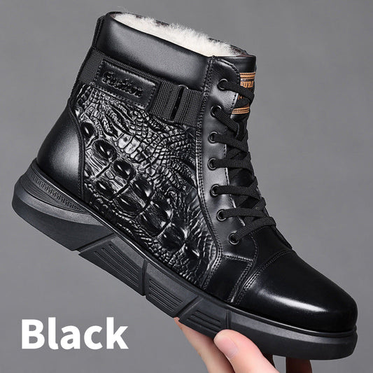 👞Men's Waterproof Warm Faux Leather Snow Boots