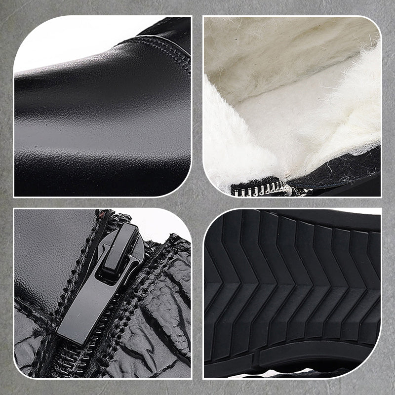 👞Men's Waterproof Warm Faux Leather Snow Boots