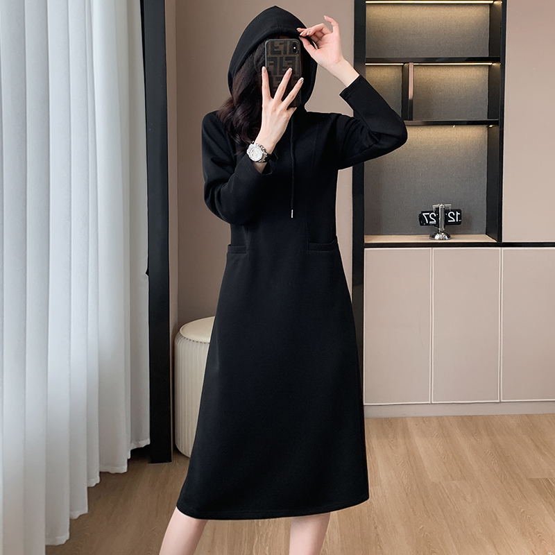 💖[Gift For Women] Women's Long Sleeve Hooded Pockets Sweatshirt Dress