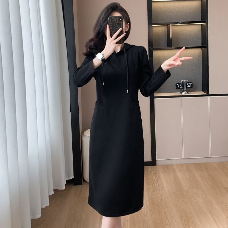 💖[Gift For Women] Women's Long Sleeve Hooded Pockets Sweatshirt Dress