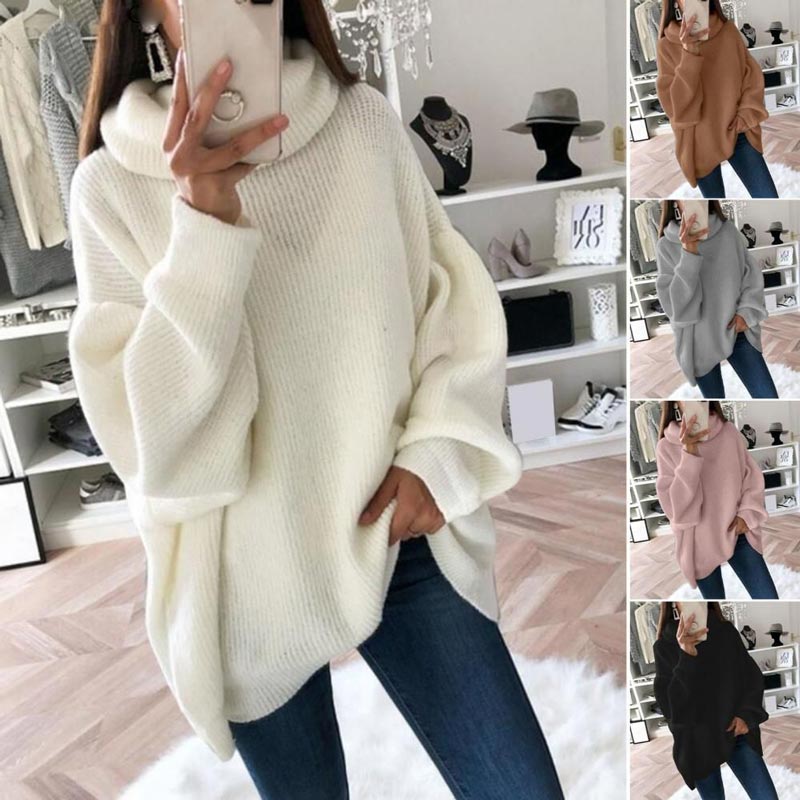 🌸Women’s Oversized Turtleneck Solid Color Knit Sweater