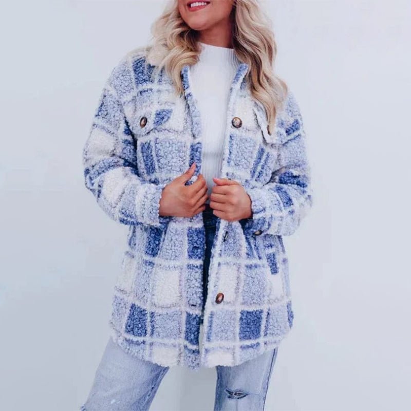 🌸🧥Women’s Teddy Plaid Shacket