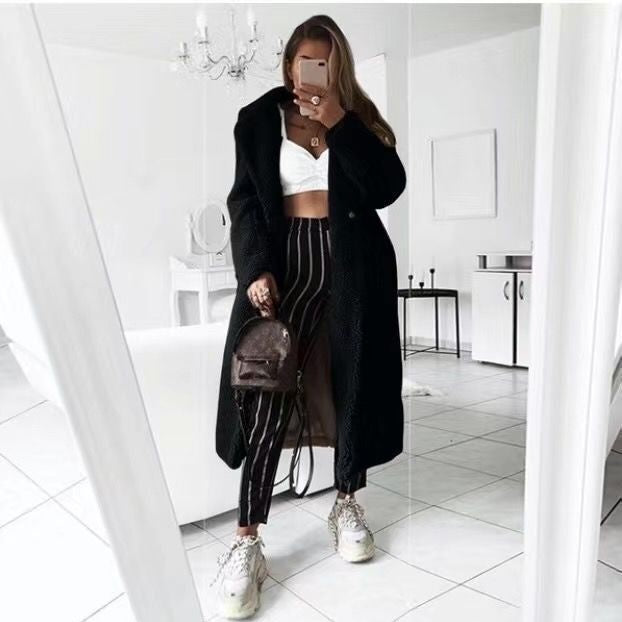 🍁Hot Sale🔥 Women's Long Faux Fleece Warm Cardigan Coat