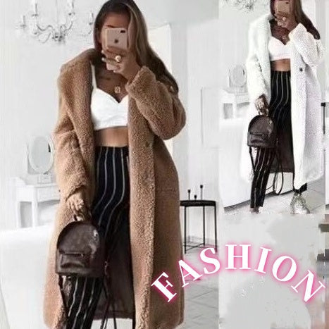 🍁Hot Sale🔥 Women's Long Faux Fleece Warm Cardigan Coat
