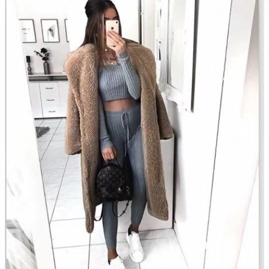 🍁Hot Sale🔥 Women's Long Faux Fleece Warm Cardigan Coat