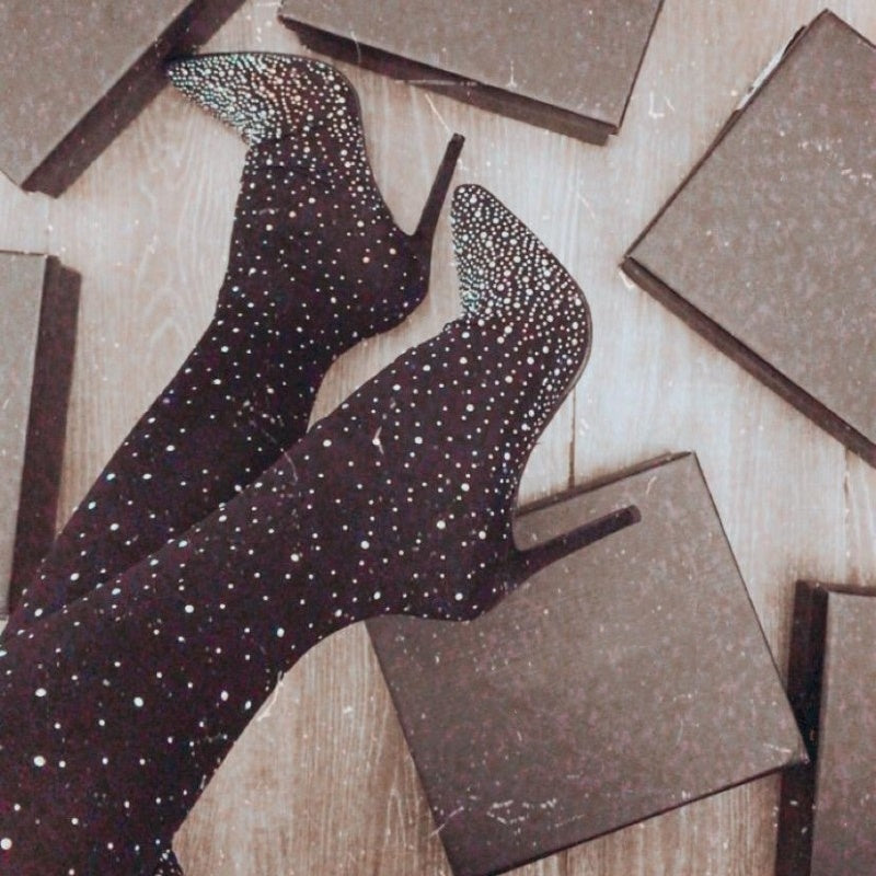 🎉Hot Sale 50% Off🎉 Women’s Sparkly Faux Diamonds Over-the-Knee Boots👠