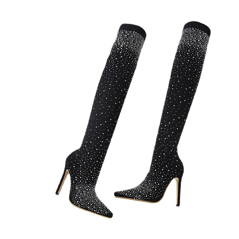 🎉Hot Sale 50% Off🎉 Women’s Sparkly Faux Diamonds Over-the-Knee Boots👠