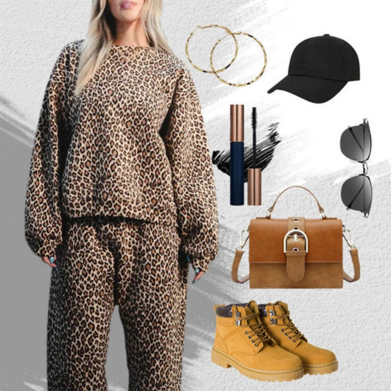 🔥HOT SALE 50% OFF🔥 Stylish Leopard Print Top & Pants Set