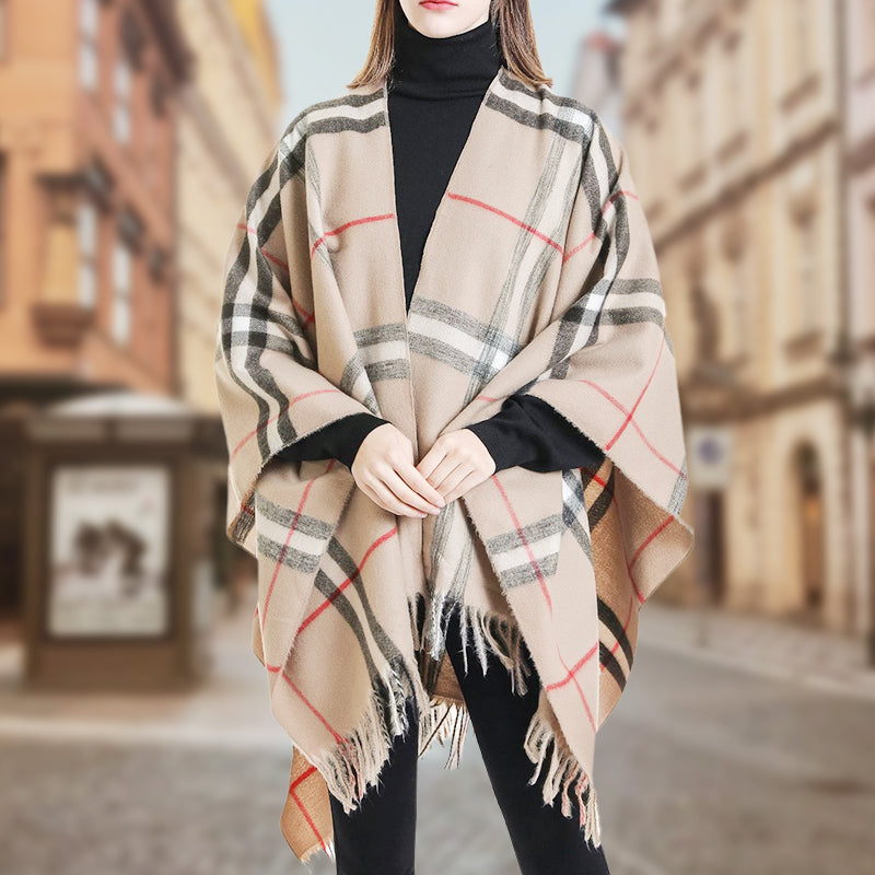 🔥Hot New Arrivals🔥 Women's Elegant Fringed Poncho Shawl Wrap