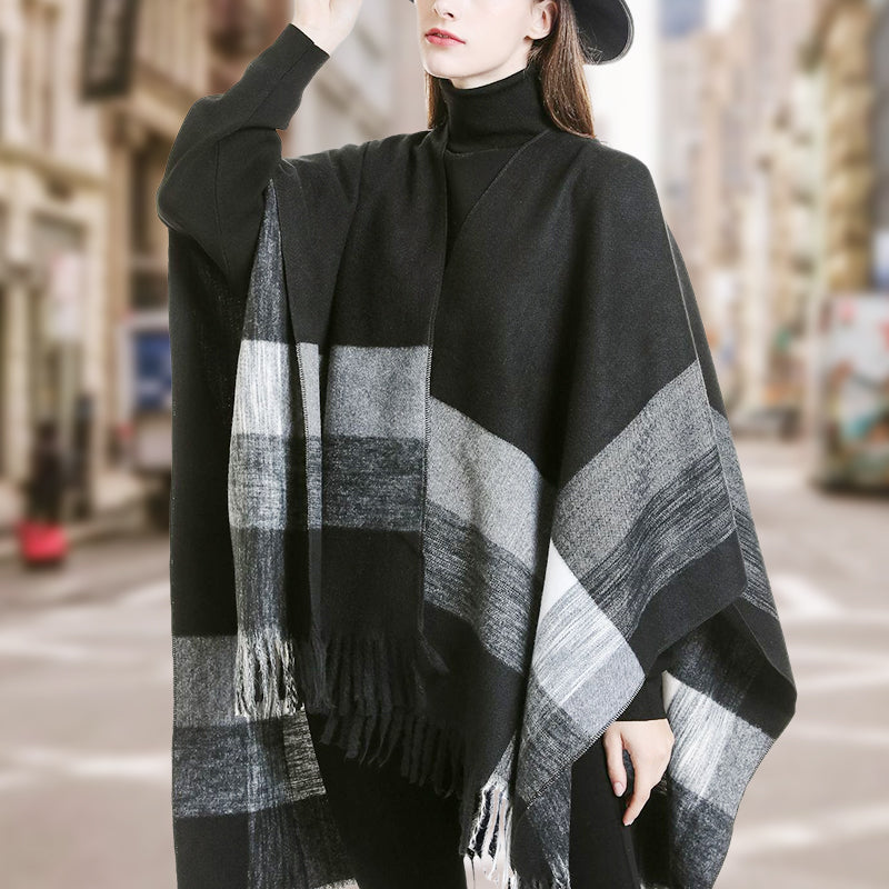 🔥Hot New Arrivals🔥 Women's Elegant Fringed Poncho Shawl Wrap