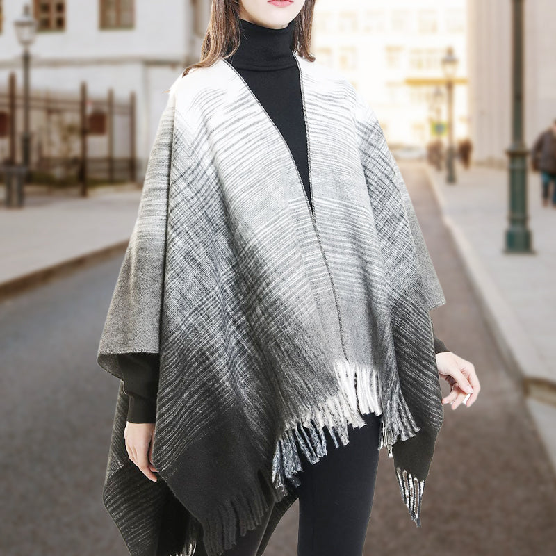 🔥Hot New Arrivals🔥 Women's Elegant Fringed Poncho Shawl Wrap
