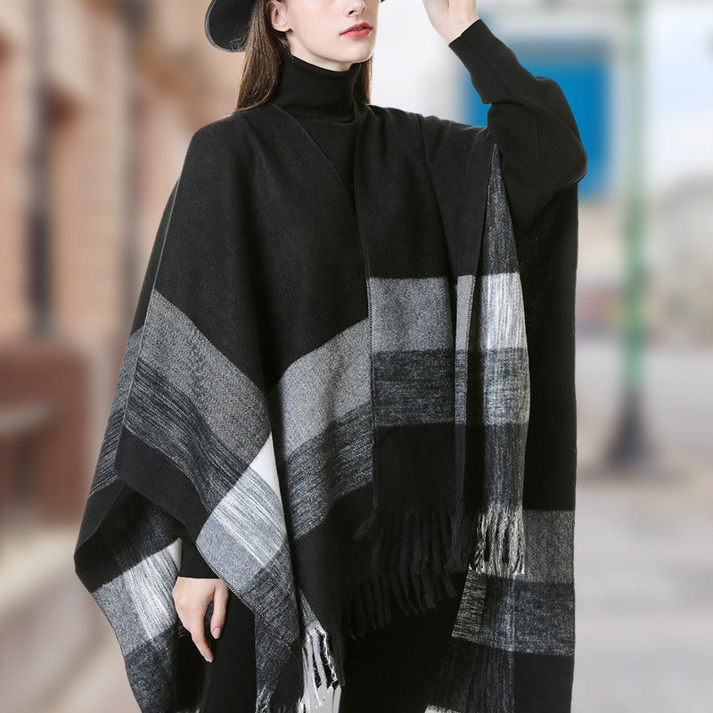🔥Hot New Arrivals🔥 Women's Elegant Fringed Poncho Shawl Wrap