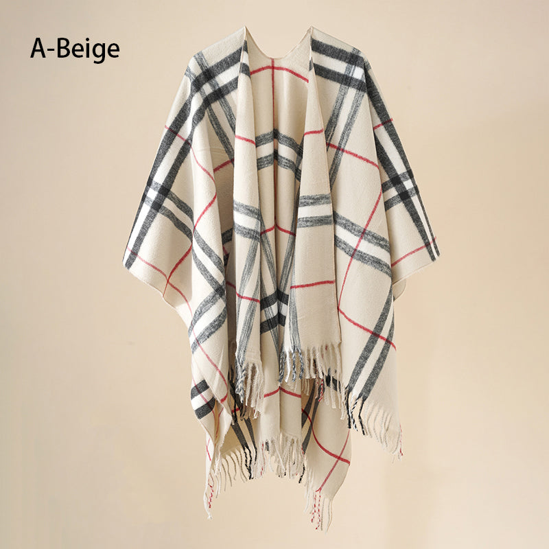 🔥Hot New Arrivals🔥 Women's Elegant Fringed Poncho Shawl Wrap
