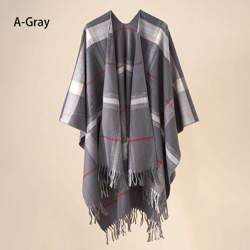 🔥Hot New Arrivals🔥 Women's Elegant Fringed Poncho Shawl Wrap