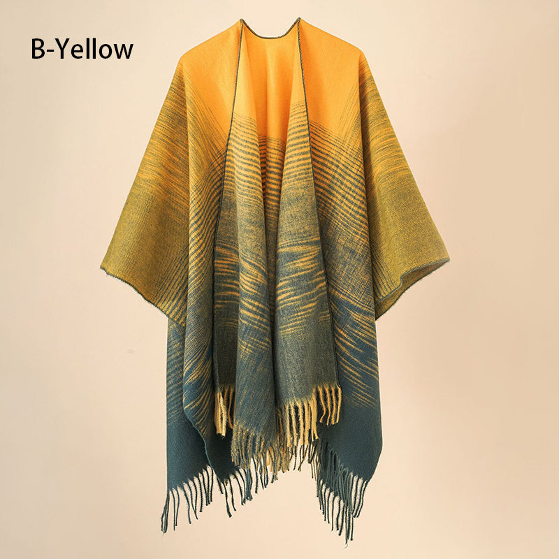 🔥Hot New Arrivals🔥 Women's Elegant Fringed Poncho Shawl Wrap