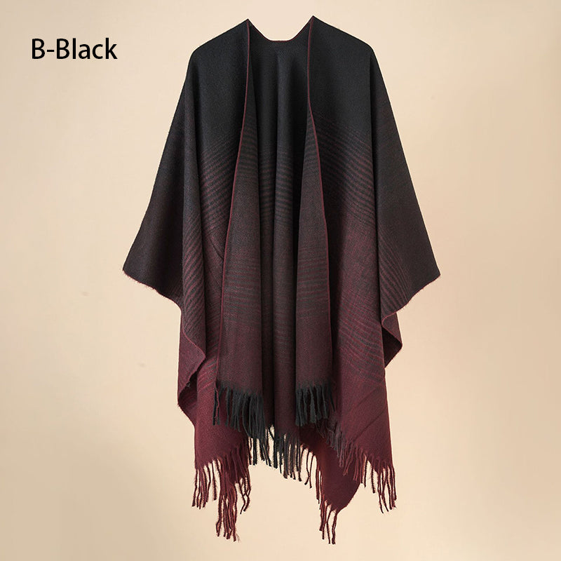 🔥Hot New Arrivals🔥 Women's Elegant Fringed Poncho Shawl Wrap