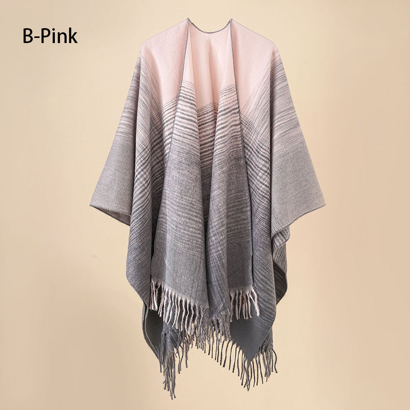 🔥Hot New Arrivals🔥 Women's Elegant Fringed Poncho Shawl Wrap