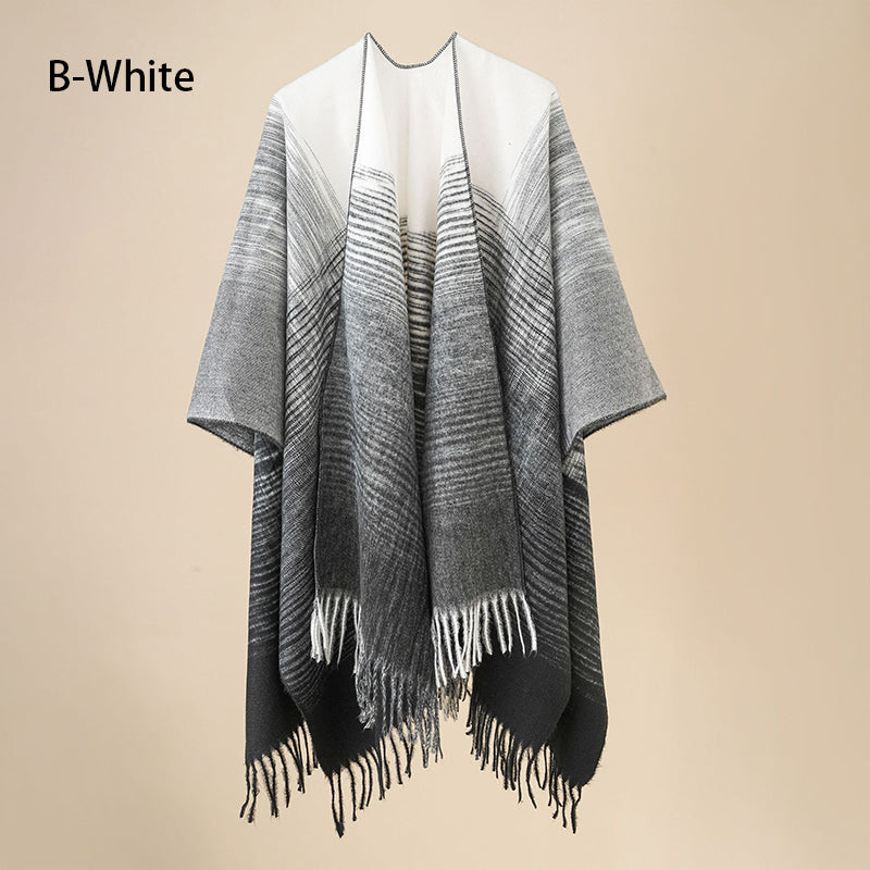 🔥Hot New Arrivals🔥 Women's Elegant Fringed Poncho Shawl Wrap