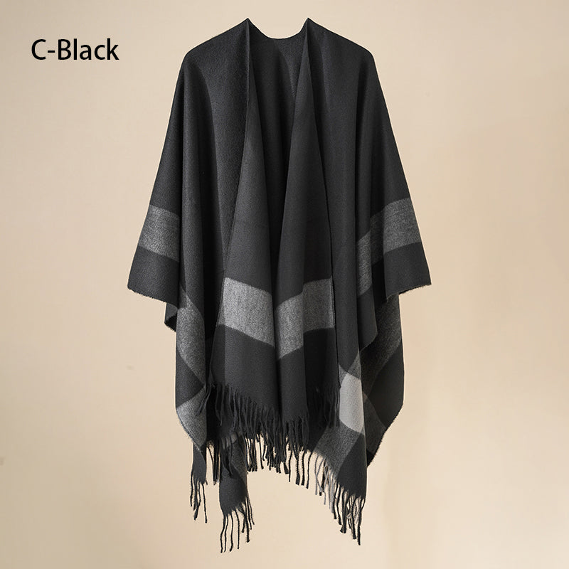 🔥Hot New Arrivals🔥 Women's Elegant Fringed Poncho Shawl Wrap