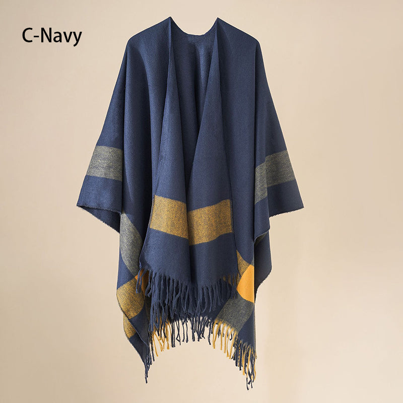 🔥Hot New Arrivals🔥 Women's Elegant Fringed Poncho Shawl Wrap