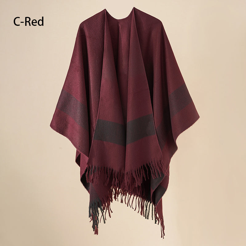 🔥Hot New Arrivals🔥 Women's Elegant Fringed Poncho Shawl Wrap