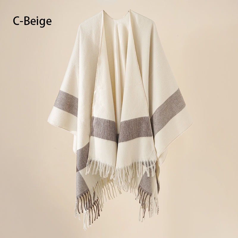 🔥Hot New Arrivals🔥 Women's Elegant Fringed Poncho Shawl Wrap