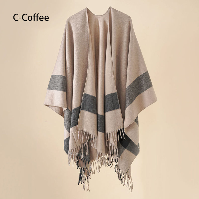 🔥Hot New Arrivals🔥 Women's Elegant Fringed Poncho Shawl Wrap