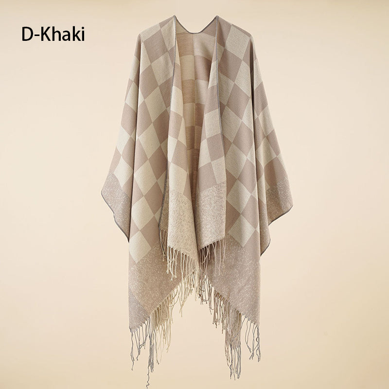 🔥Hot New Arrivals🔥 Women's Elegant Fringed Poncho Shawl Wrap
