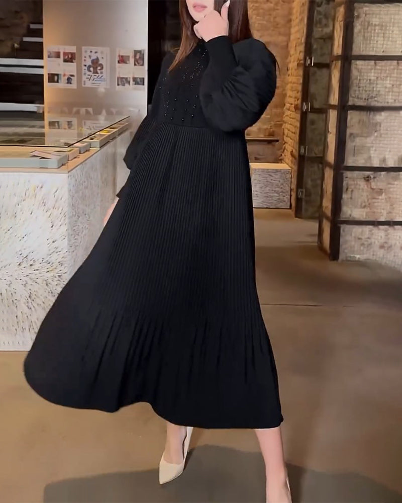 🎉HOT SALE🎉Lantern Sleeve Solid Color Elegant Dress