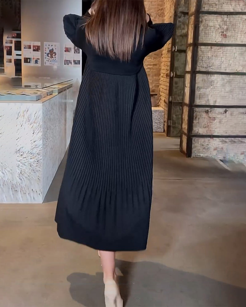 🎉HOT SALE🎉Lantern Sleeve Solid Color Elegant Dress