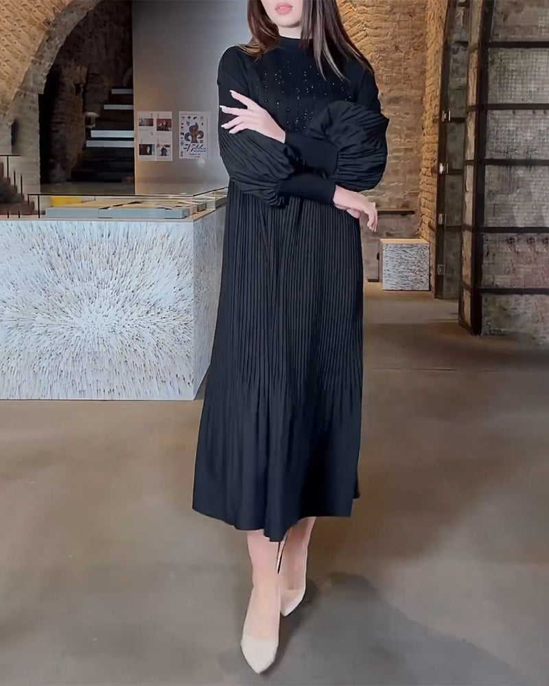 🎉HOT SALE🎉Lantern Sleeve Solid Color Elegant Dress