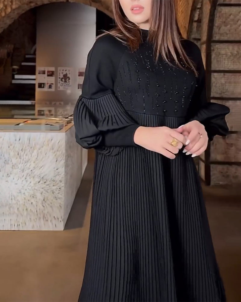 🎉HOT SALE🎉Lantern Sleeve Solid Color Elegant Dress