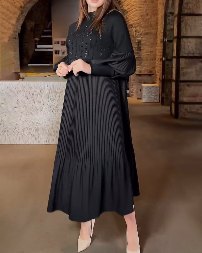 🎉HOT SALE🎉Lantern Sleeve Solid Color Elegant Dress