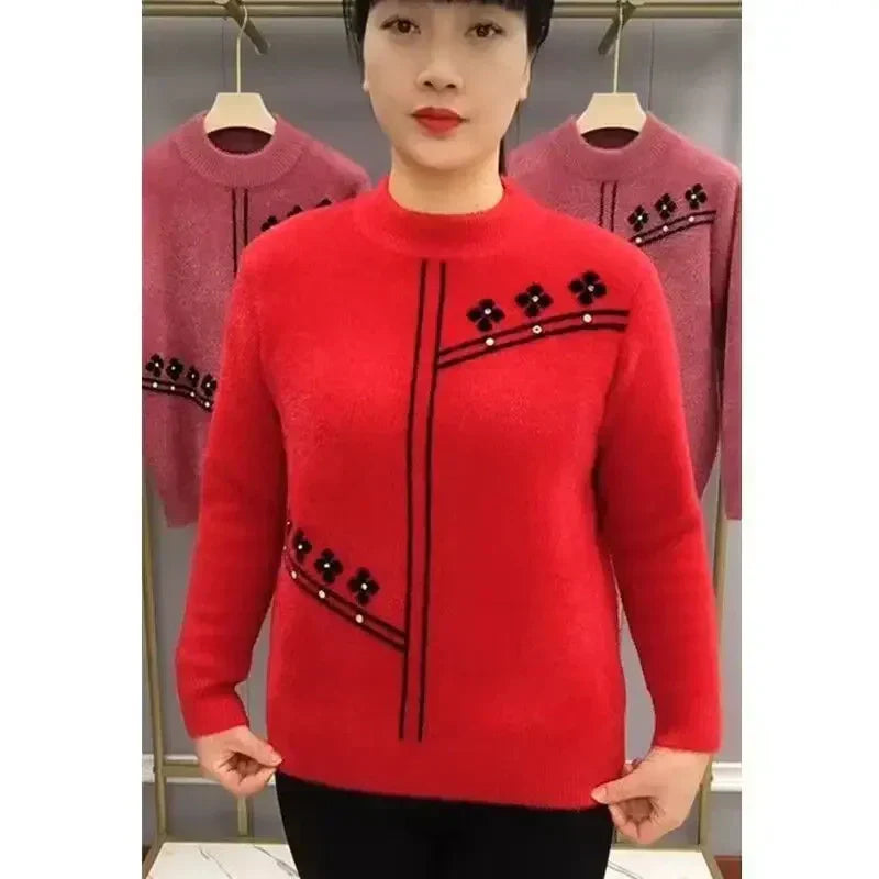 🍂Autumn Specials🍂 Women's Printed Mock Neck Knitted Sweater