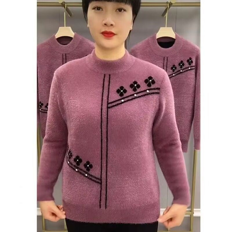 🍂Autumn Specials🍂 Women's Printed Mock Neck Knitted Sweater