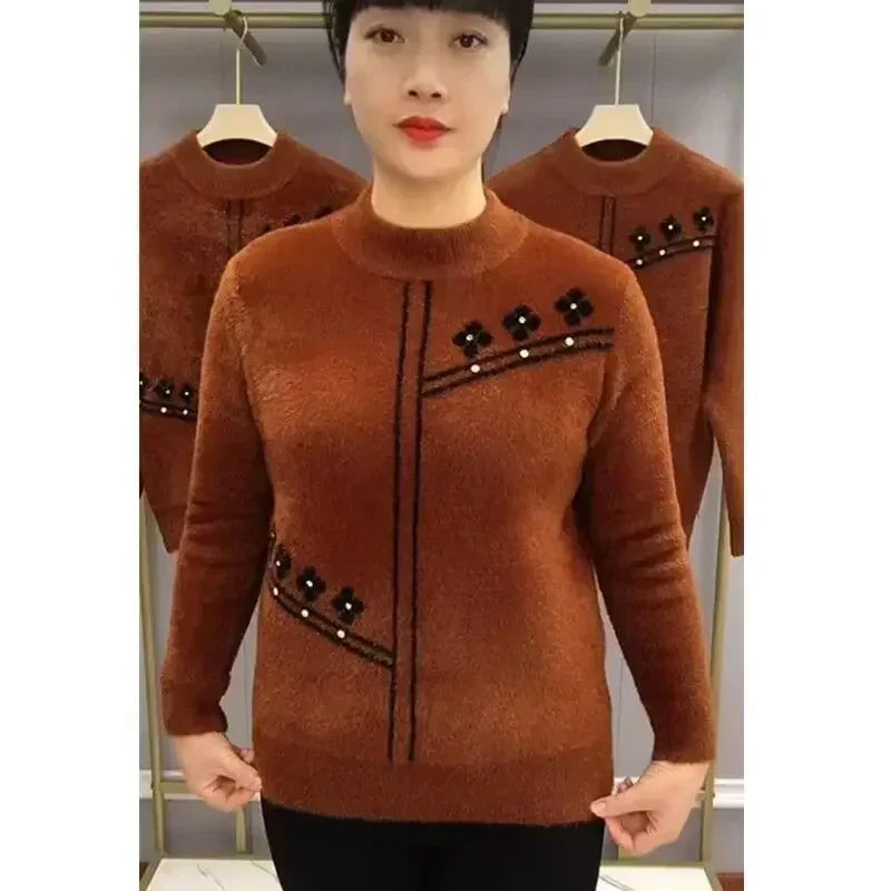 🍂Autumn Specials🍂 Women's Printed Mock Neck Knitted Sweater