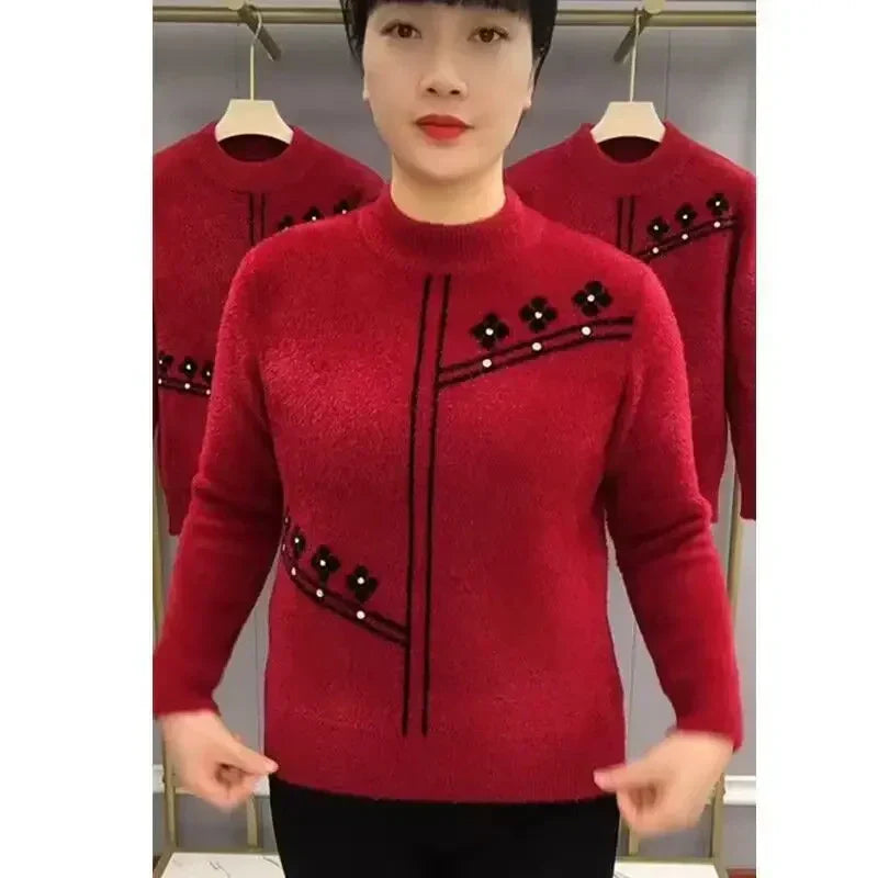🍂Autumn Specials🍂 Women's Printed Mock Neck Knitted Sweater