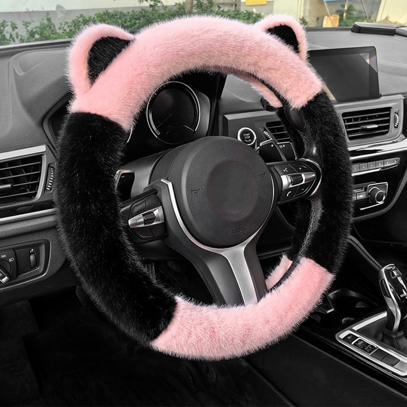 🎁Universal Non-slip Soft Cute Cat Ears Plush Steering Wheel Cover