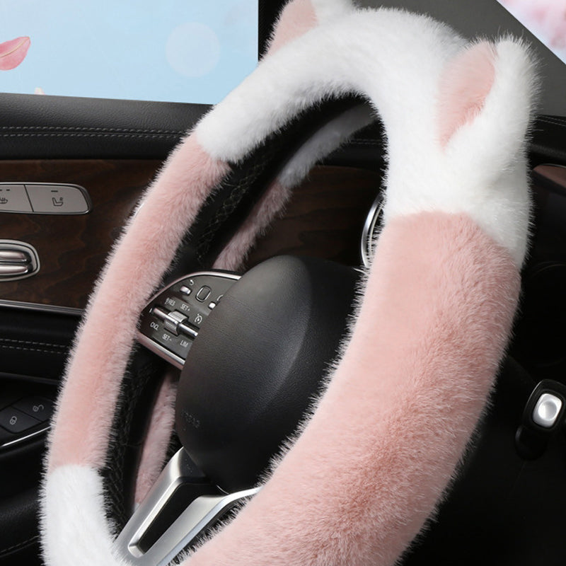 🎁Universal Non-slip Soft Cute Cat Ears Plush Steering Wheel Cover