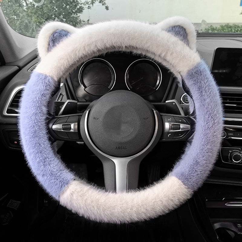 🎁Universal Non-slip Soft Cute Cat Ears Plush Steering Wheel Cover