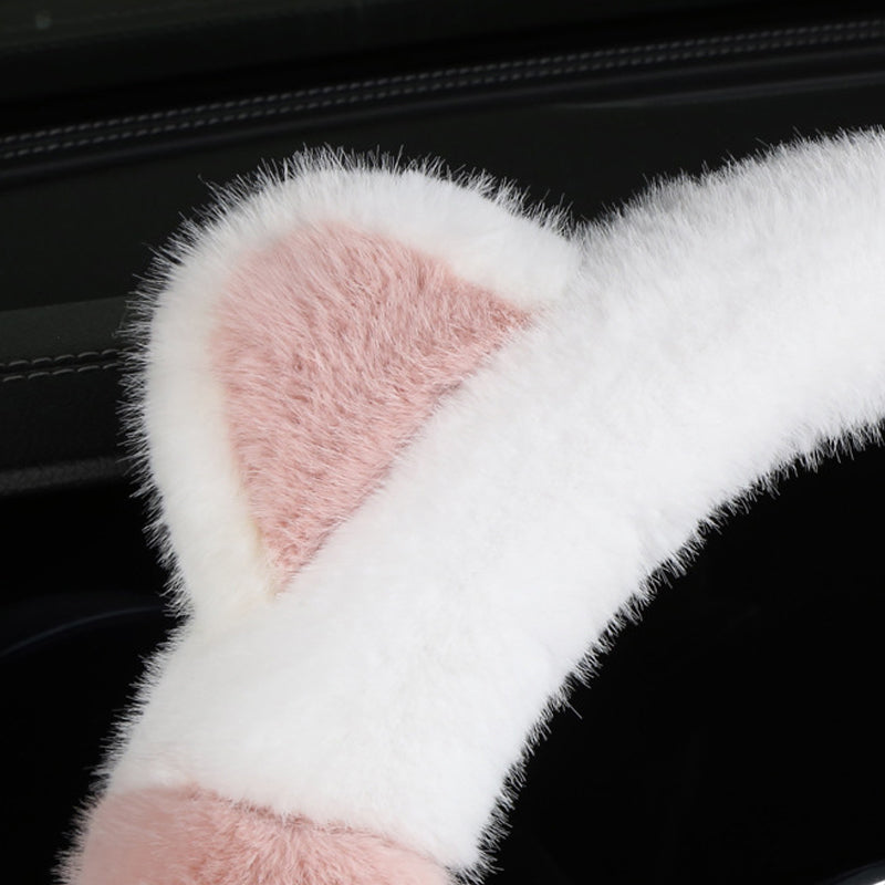 🎁Universal Non-slip Soft Cute Cat Ears Plush Steering Wheel Cover