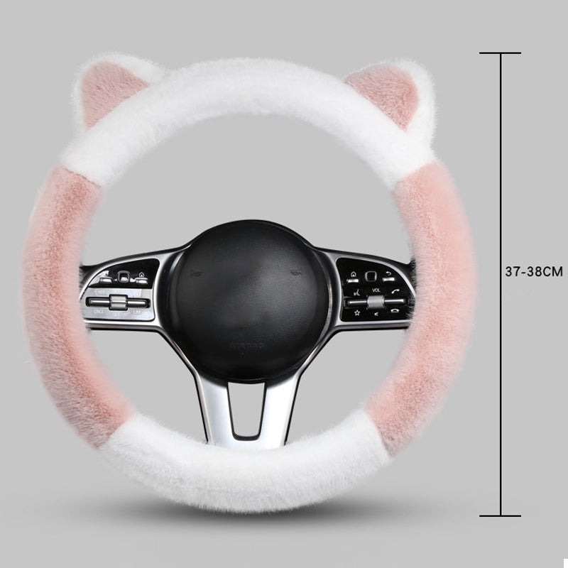🎁Universal Non-slip Soft Cute Cat Ears Plush Steering Wheel Cover