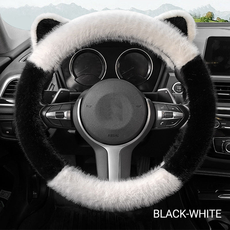 🎁Universal Non-slip Soft Cute Cat Ears Plush Steering Wheel Cover