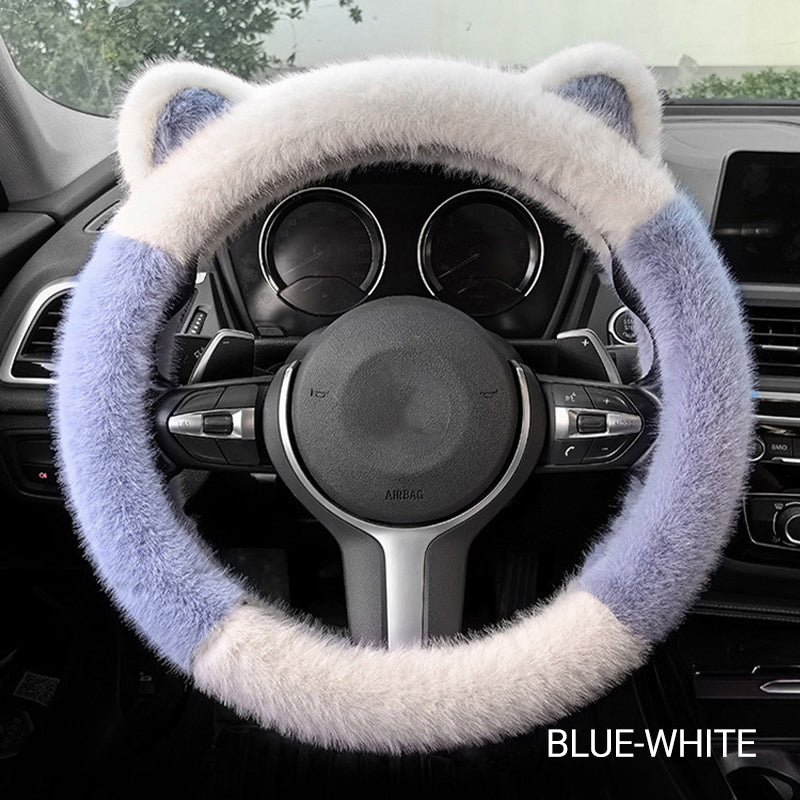 🎁Universal Non-slip Soft Cute Cat Ears Plush Steering Wheel Cover