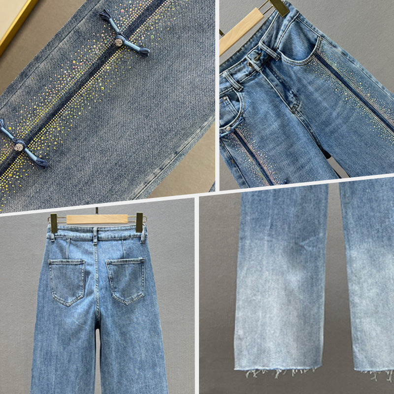 👖✨Women's Jeans With Shiny Rhinestones And Chic Slit✨