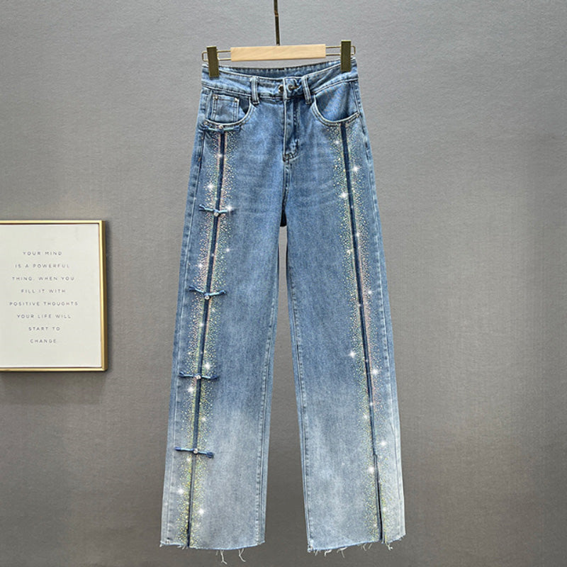 👖✨Women's Jeans With Shiny Rhinestones And Chic Slit✨