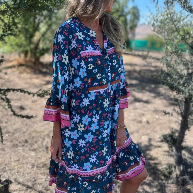 🔥2025 NEW SALES - 50% OFF🔥Casual Floral V-Neck Button Closure Dress