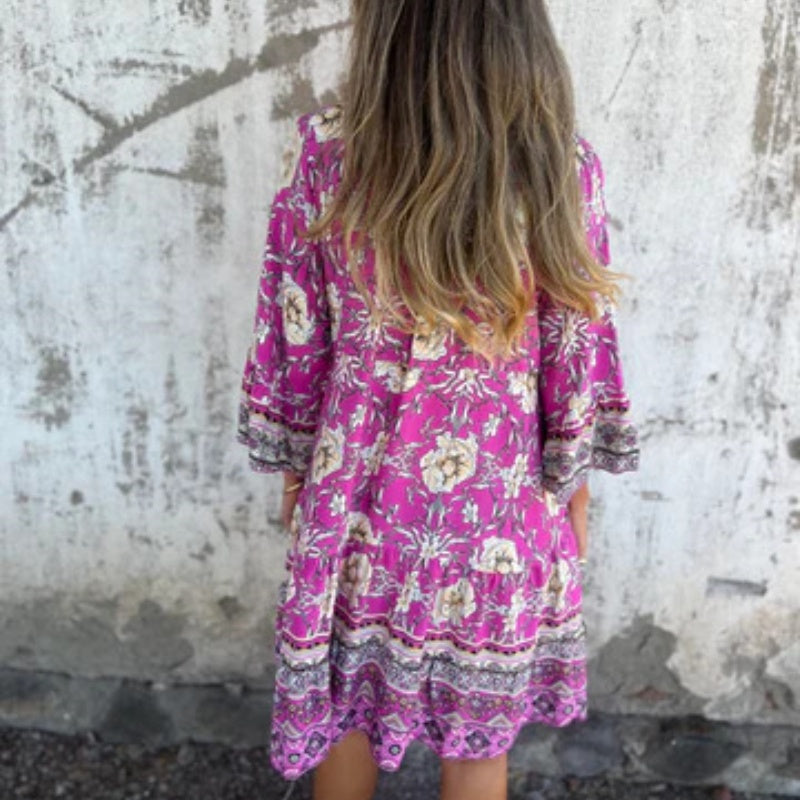 🔥2025 NEW SALES - 50% OFF🔥Casual Floral V-Neck Button Closure Dress